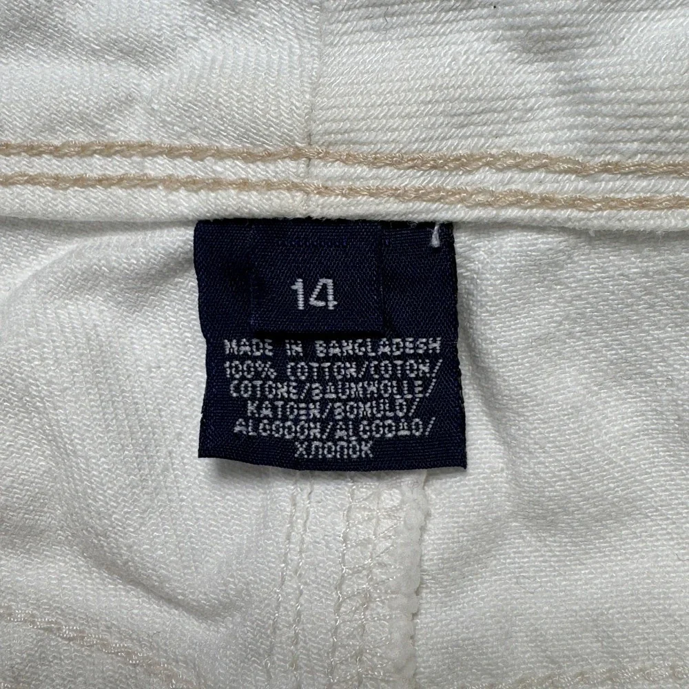 Ralph Lauren Denim Shorts Kids Size 14 White Raw Hem Blue Rose Patch Cotton